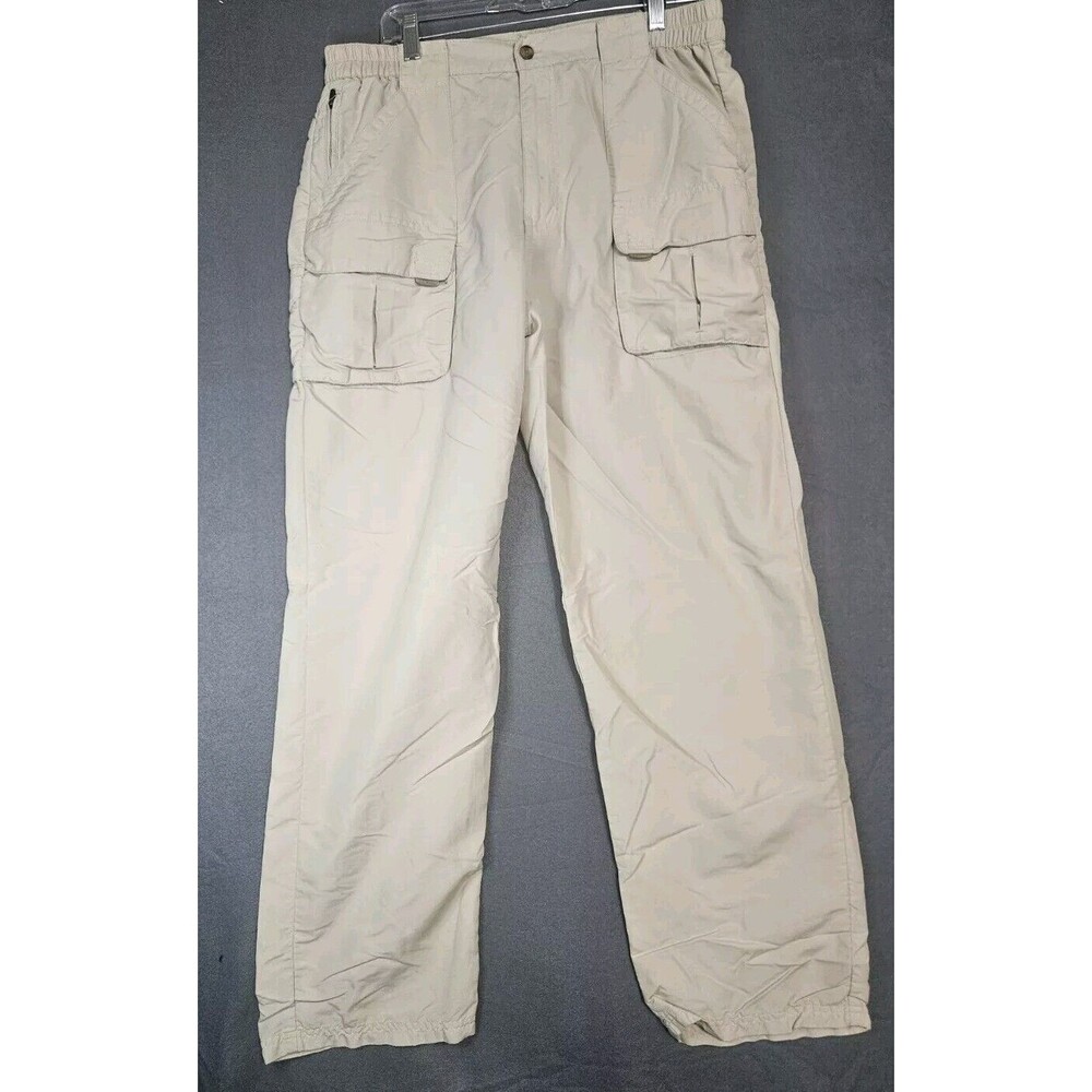 LL Bean Cargo Pants Mens Medium  Khaki Straight Outdoor Hiking Casual Solid